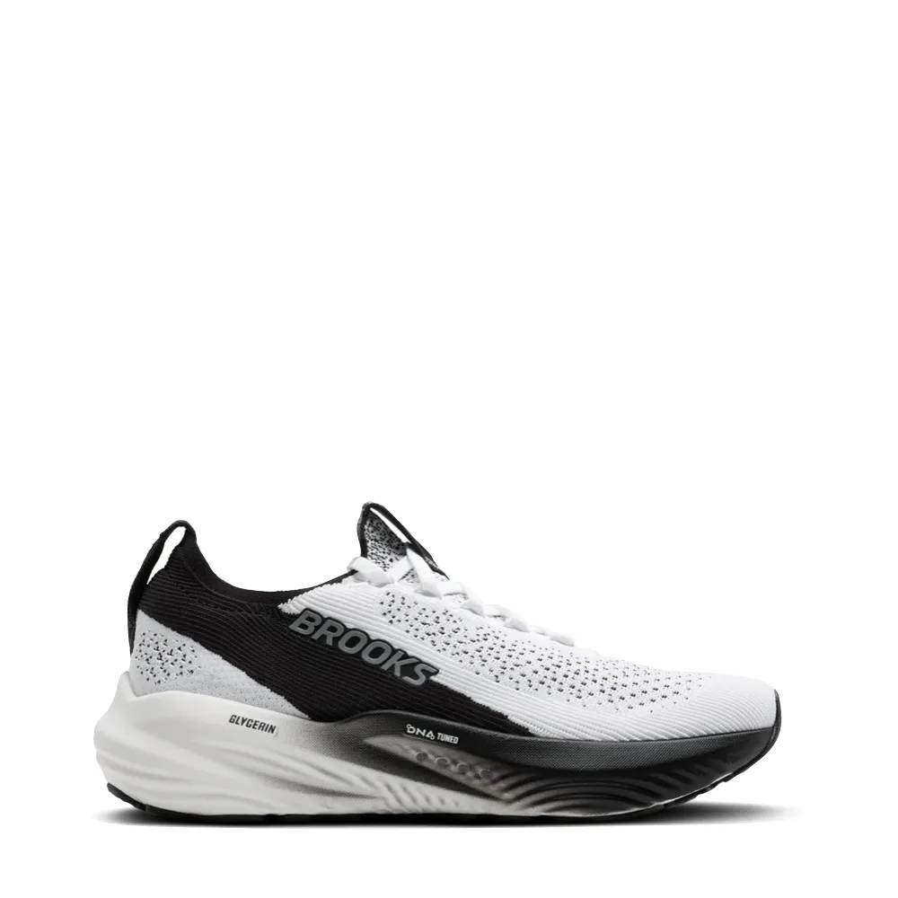 stress relief Brooks Men's Glycerin StealthFit 22 Sneaker in White/Grey/Black