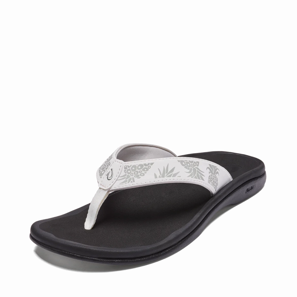 Comfy Flip-flops Stylish Design OluKai Women's Ohana Thong Sandal in Bright White Print/Hua