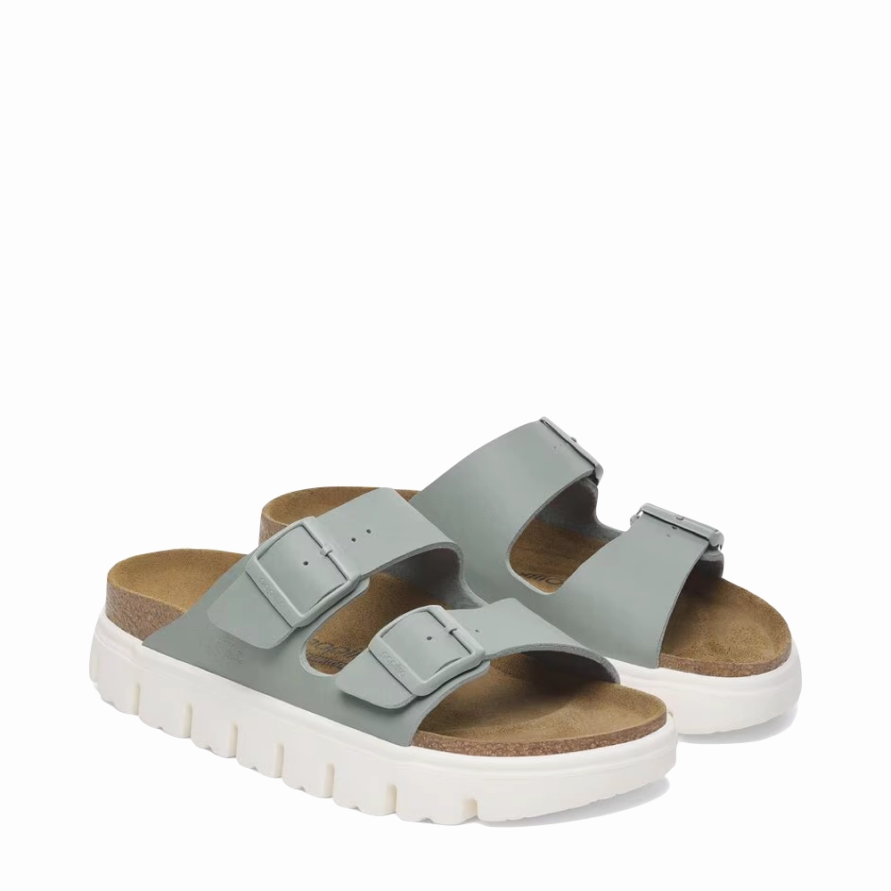 Slide On Birkenstock Women's Arizona Chunky Birko-Flor Sandal in Pure Sage
