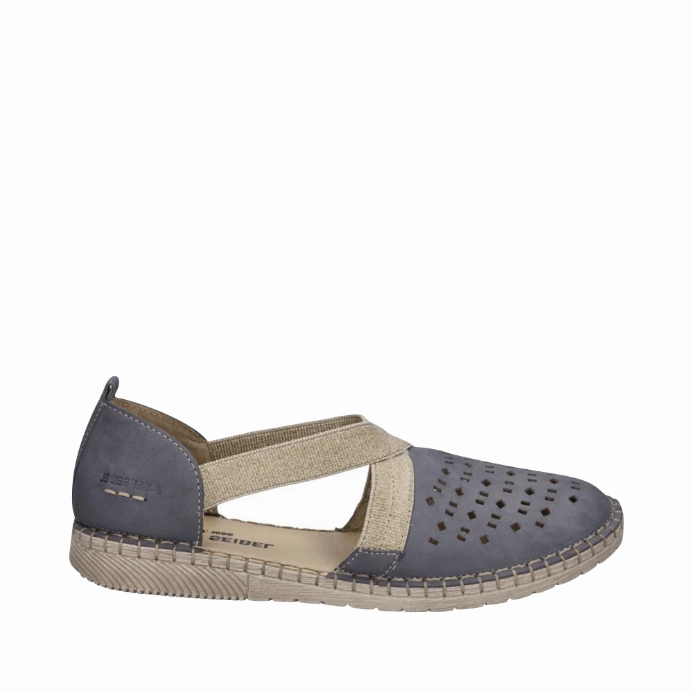 Josef Seibel Women's Sofie 44 Cross Strap Slip On in Jeans Blue Monochrome Style