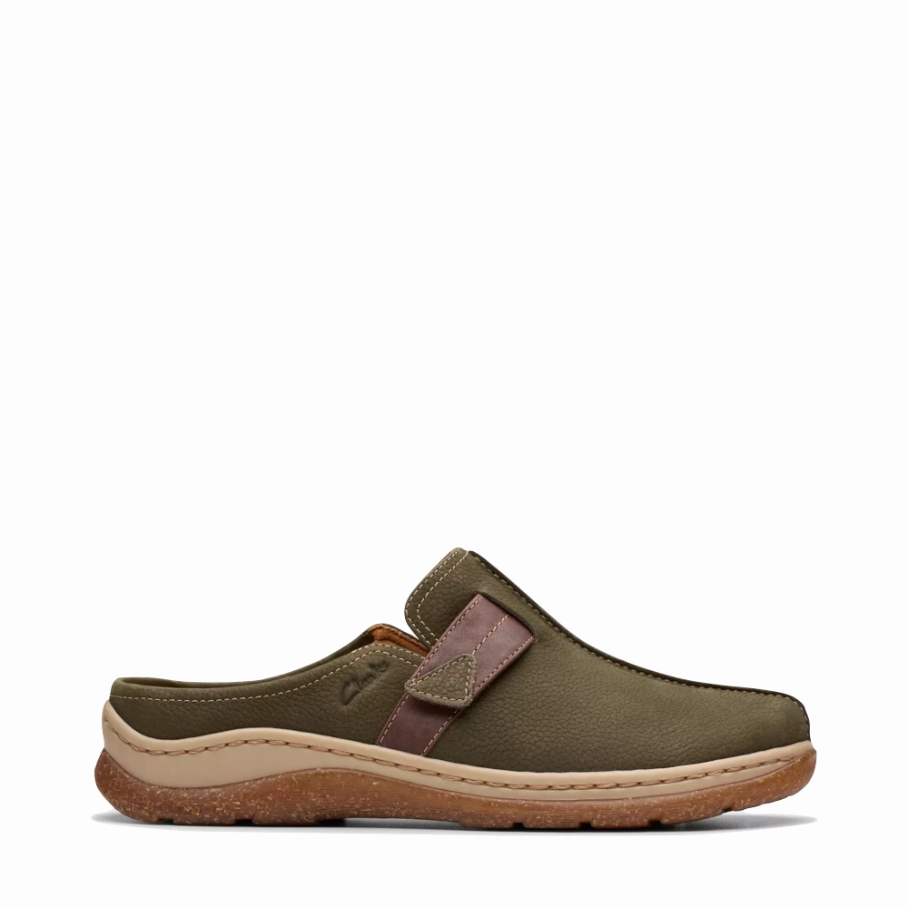 Creek Path Family Pace Clarks Women's Orlene Clog in Olive Combination Nubuck