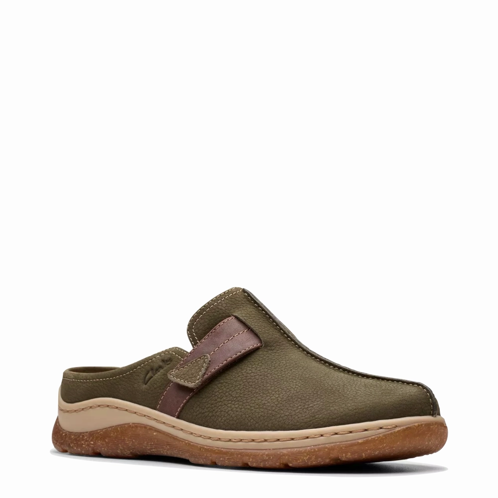 Explore City Durable Design Clarks Women's Orlene Clog in Olive Combination Nubuck