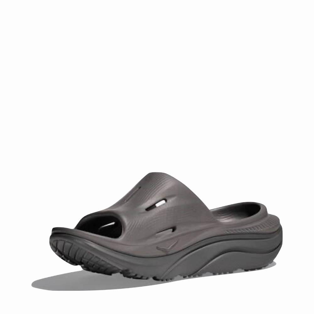 Hoka Ora Recovery Slide 3 Sandal in Grey Soft Cushioned Footwear Suede