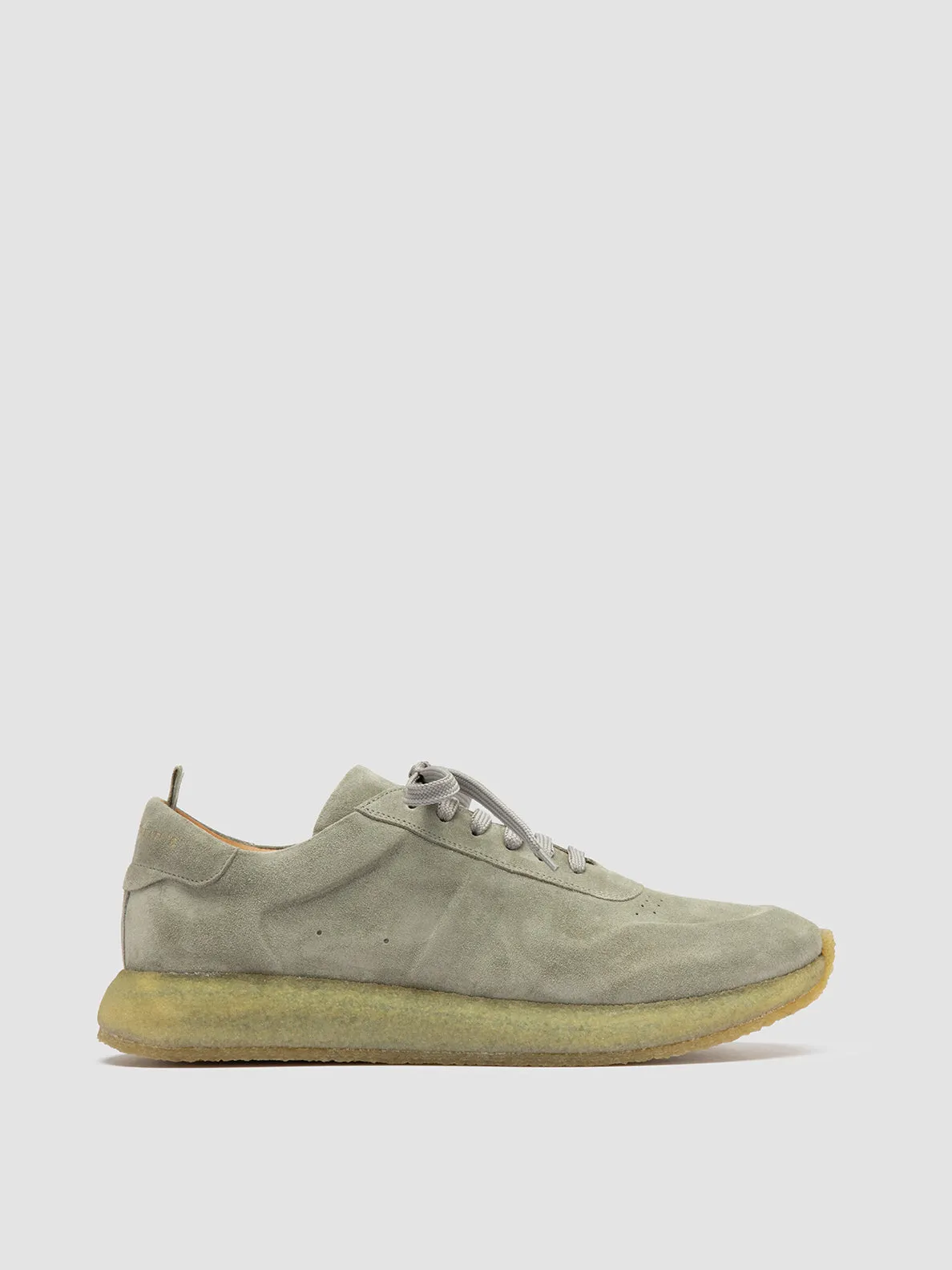 LEGEND 001 - Light Green Suede Low Top Sneakers running in a dock area shoes