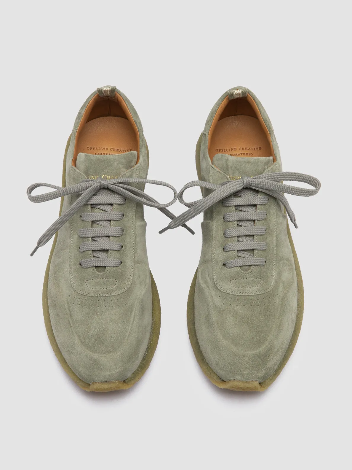 comfortable shoe feel LEGEND 001 - Light Green Suede Low Top Sneakers