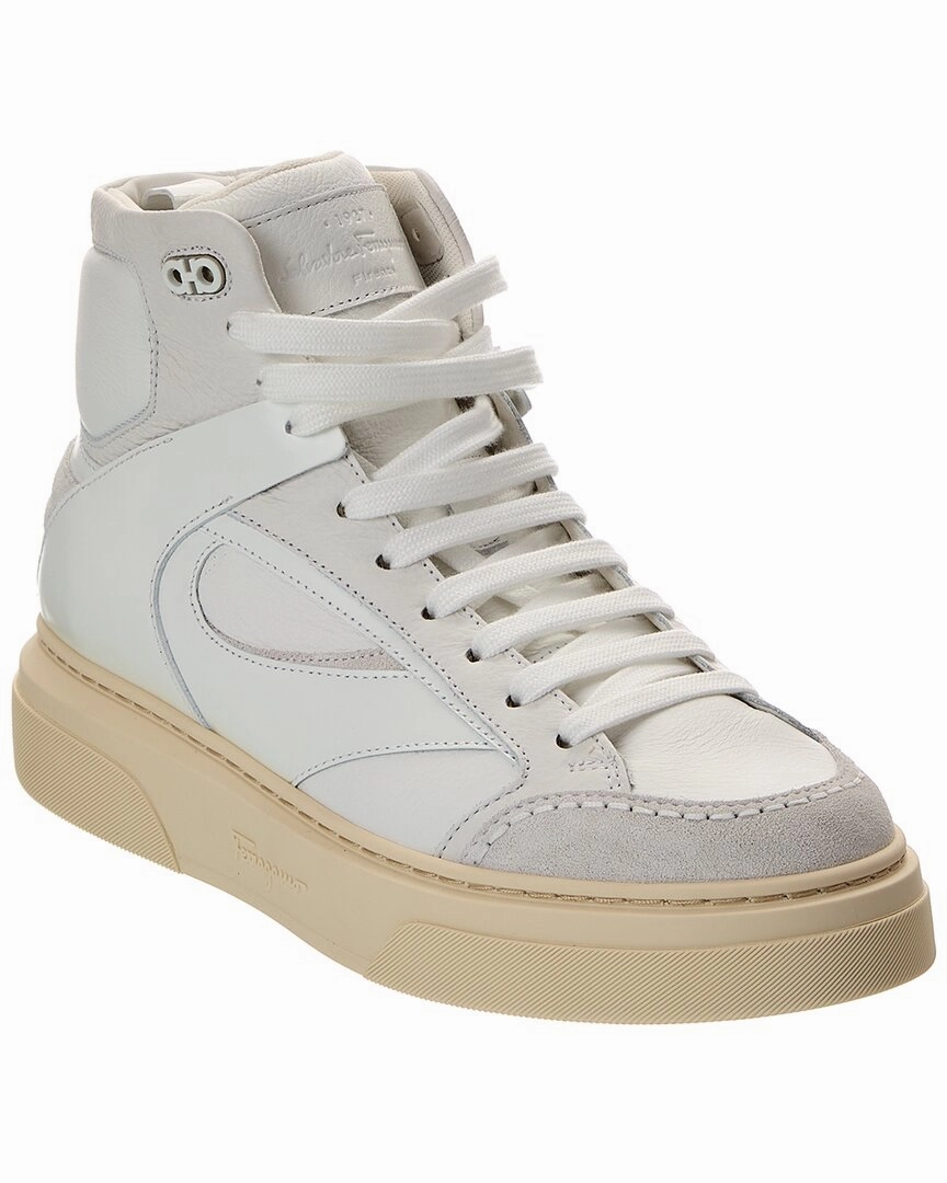 Ferragamo Cassio Leather High-Top Sneaker Soft Heel