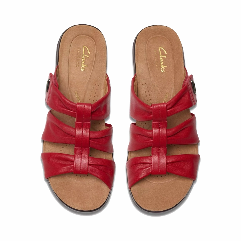 Non-Slip Shoes Casual Footwear for Vacation Clarks Women's Kitly Slide Sandal in Cherry Red