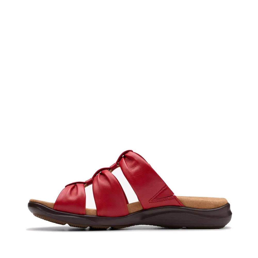 Chic Style Airy Feeling Clarks Women's Kitly Slide Sandal in Cherry Red