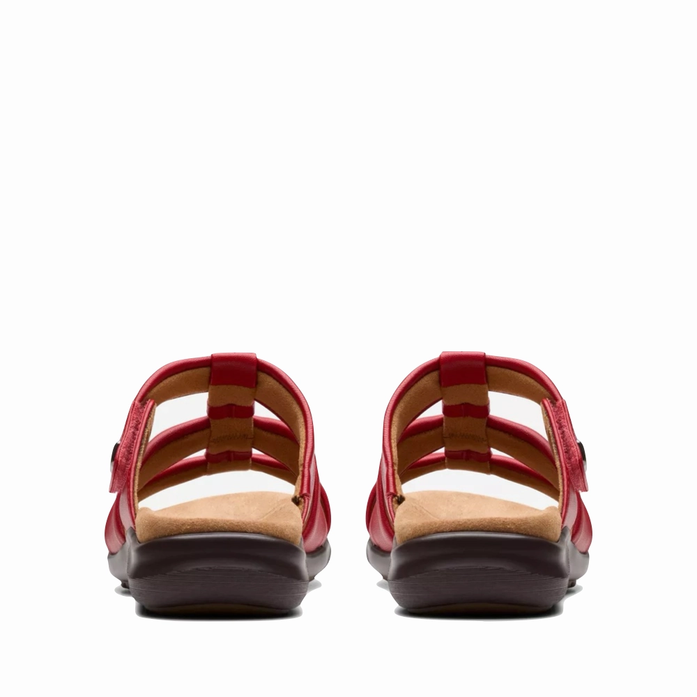 Arch Care Casual Clarks Women's Kitly Slide Sandal in Cherry Red