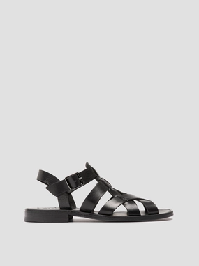GANEMA 105 - Black Leather Sandals Everyday Shoes