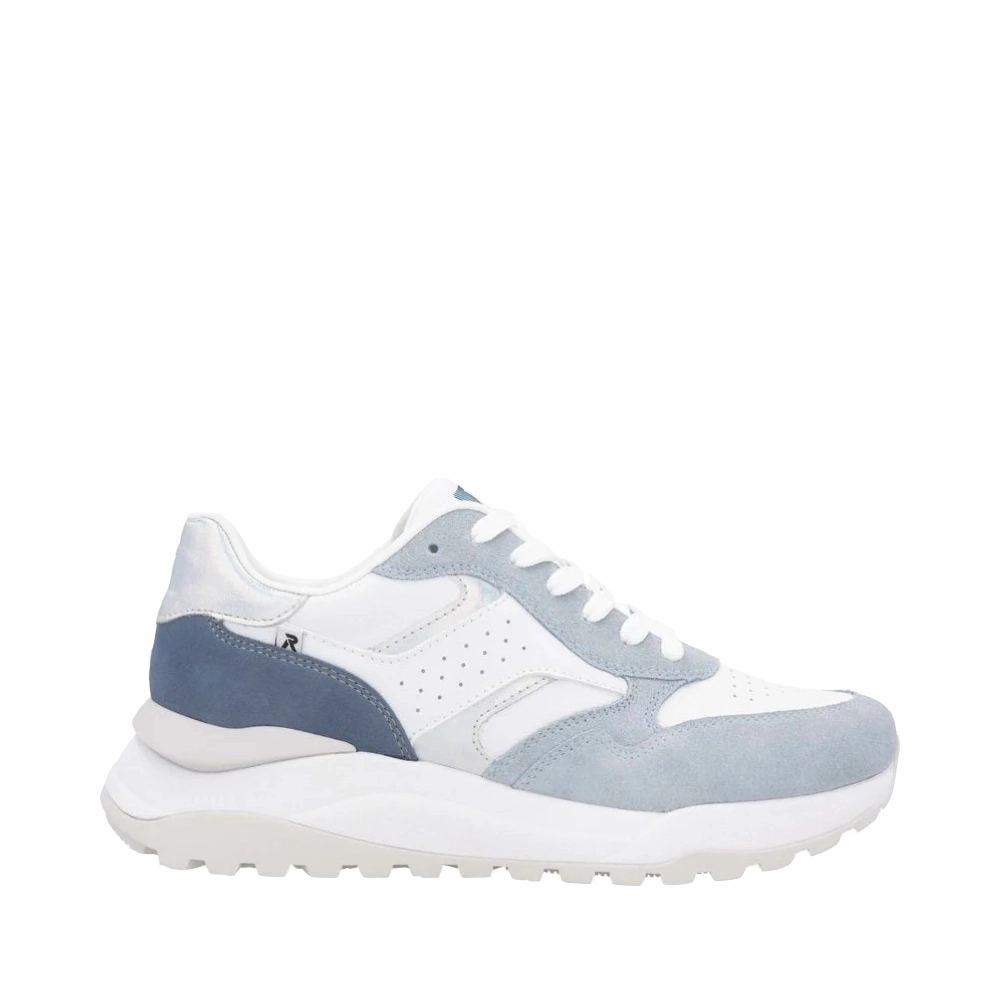 Water Resistant Rieker Women's Akilah 00 Sneaker in Blue/White/Jeans