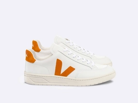 Compression Fit forefoot Men's V-12 Leather Sneakers In Extra White/pumkin