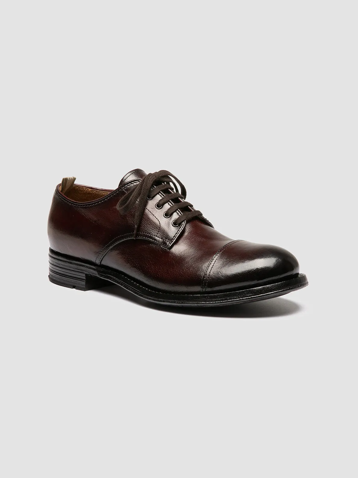 ADMIRAL 008 - Burgundy Leather Derby Shoes Silent Office