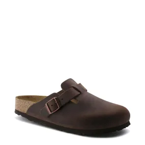 Comfortable Cushion Birkenstock Boston Soft Footbed Oiled Leather Clog in Habana Brown