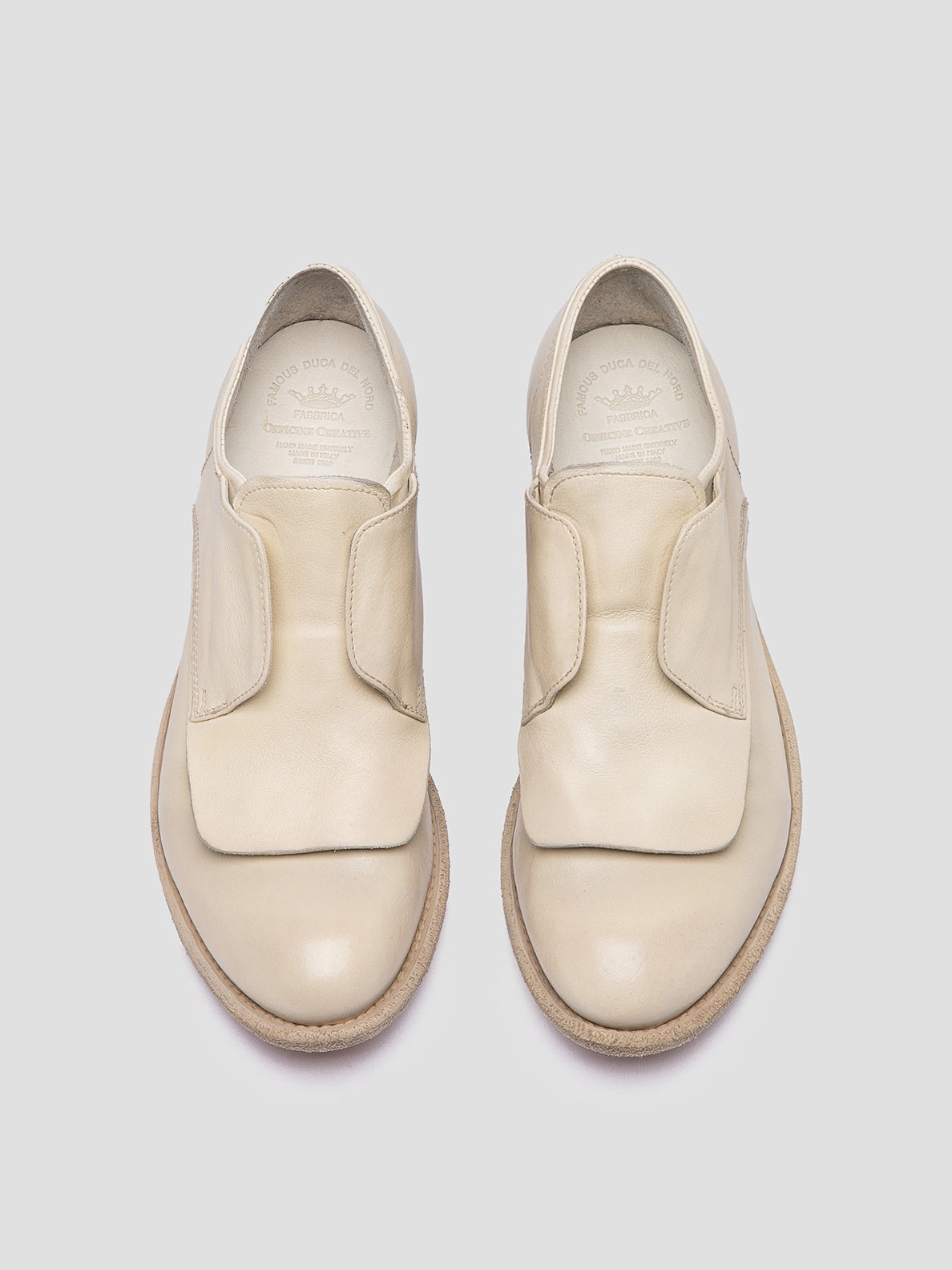 Gloss Leather Modern Silhouette LEXIKON 550 - White Leather Derby Shoes