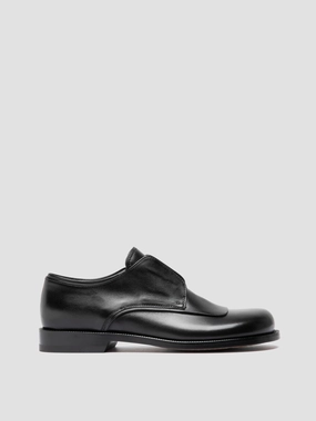 EMERALD 003 - Black Leather Derby Shoes Stride Ease