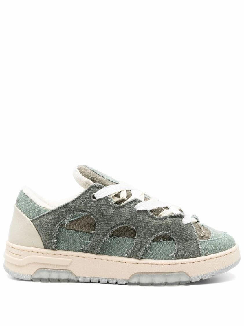 Emerald Green Front Lace-Up Sneakers With Oversized Tongue Retro post - run stretch