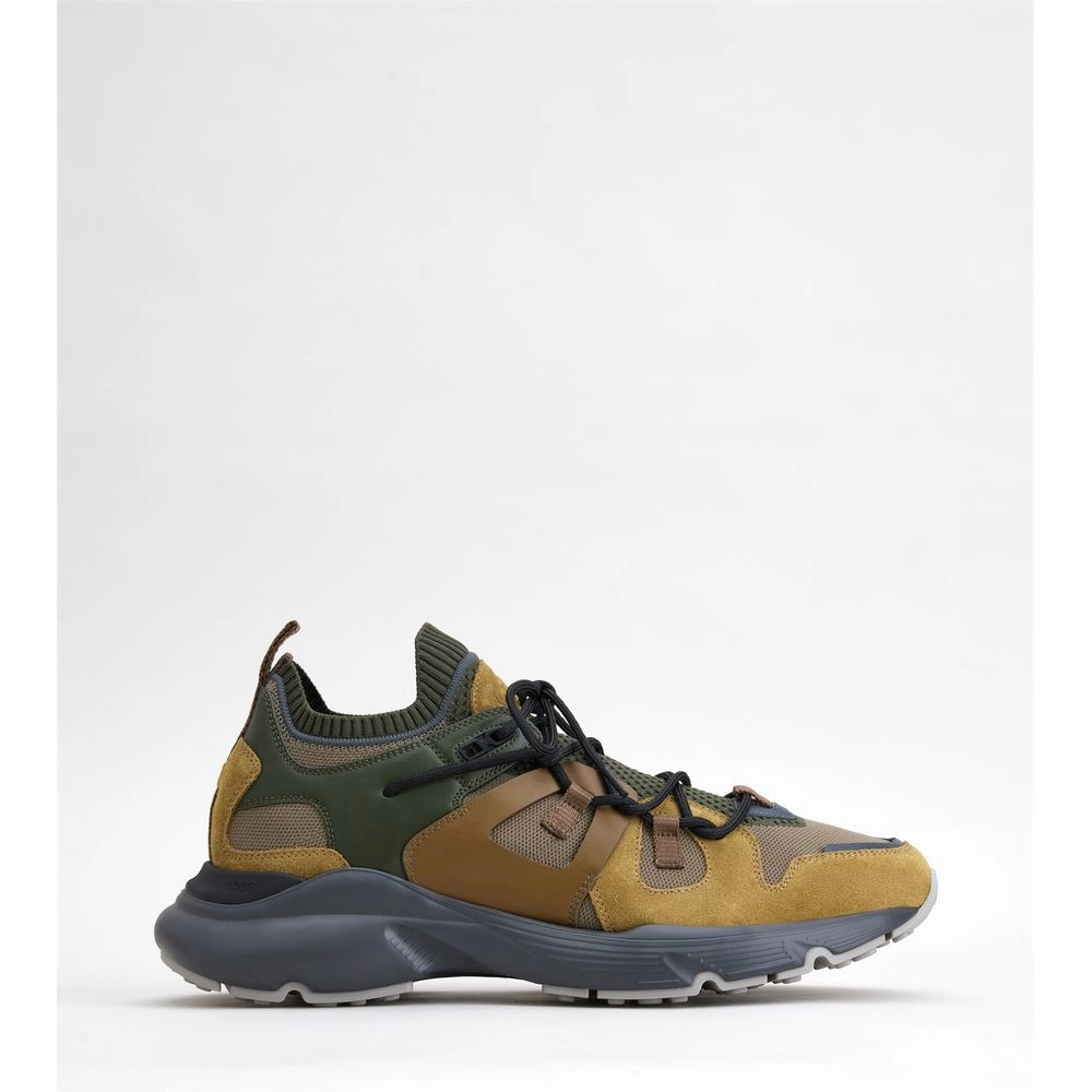 Leather and Technical Fabric Sneakers half - marathoning zip - closure shoes