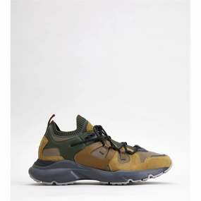 Leather and Technical Fabric Sneakers evening running