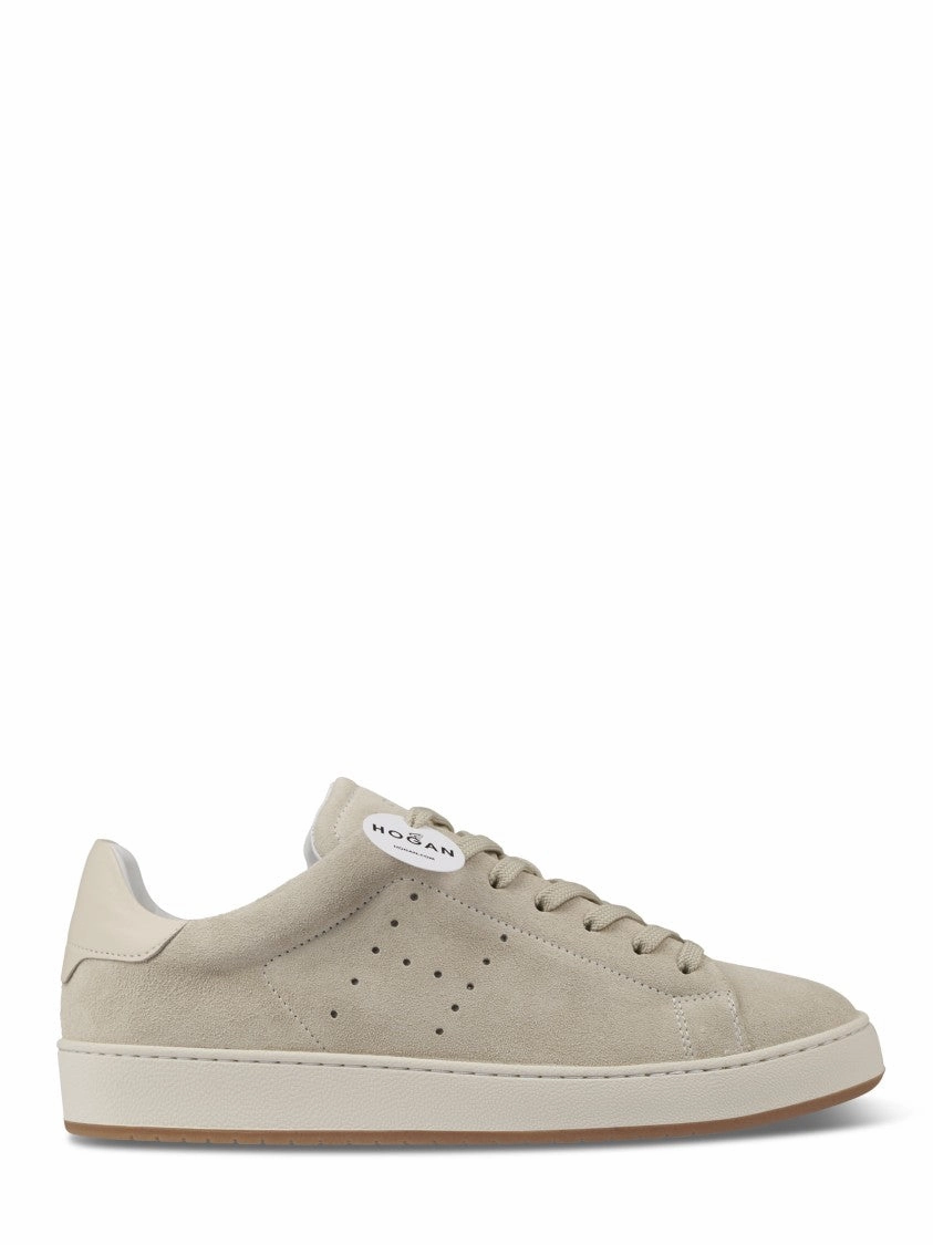 Minimalist Suede Sneakers With Perforated Detailing Jogging
