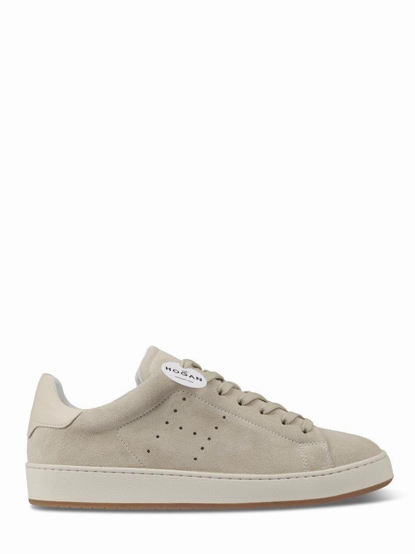 Minimalist Suede Sneakers With Perforated Detailing compression foam