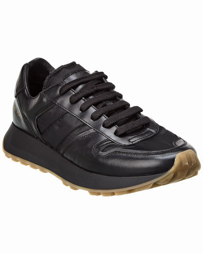 neutral - colored running alone shoes Common Projects Track 76 Nylon & Leather Sneaker
