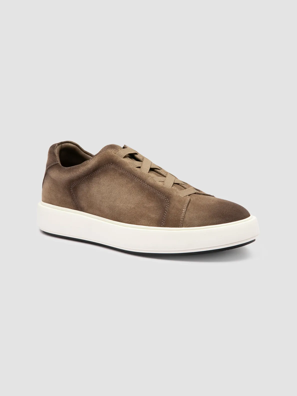 SLOUCH 001 - Taupe Suede Low Top Sneakers Fluidride
