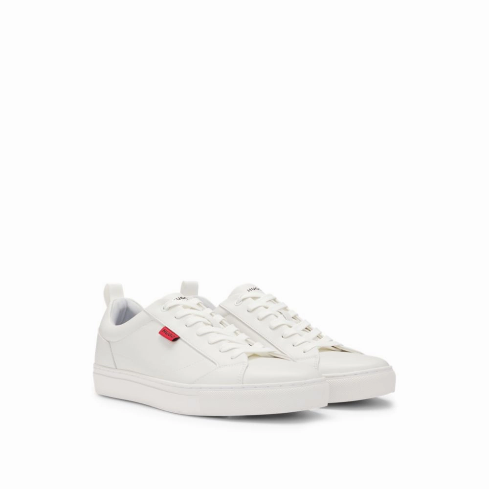 Faux-leather trainers with red logo flag hydro - resistant shoes