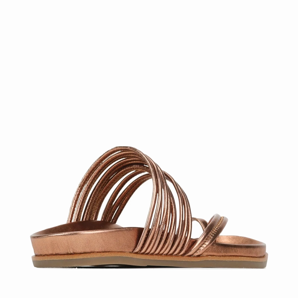 Stacked Heel EOS Women's Carmella Toe Loop Sandal in Copper