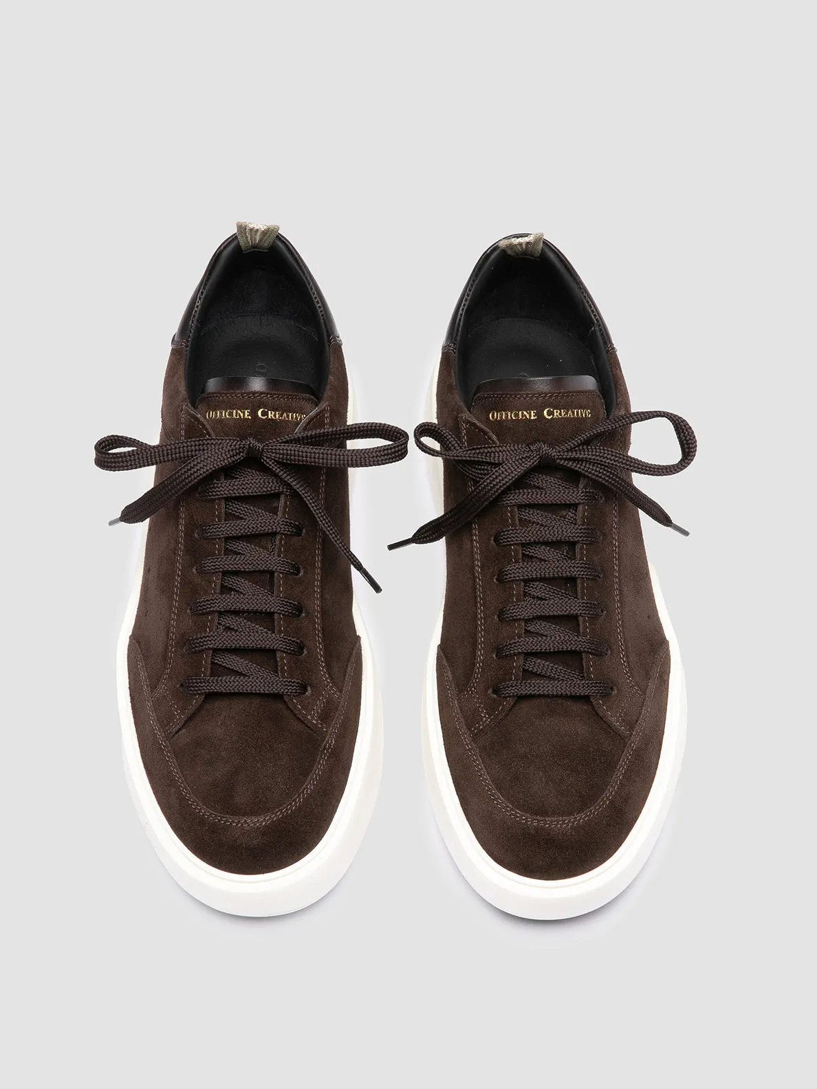racing running shoes SEQUEL 002 - Dark Brown Suede and Leather Sneakers
