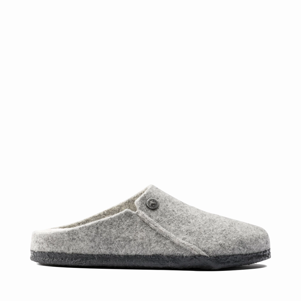 Birkenstock Women's Zermatt Shearling Slip On Clog Slipper in Light Grey Cozy Foot Step Breathable Design