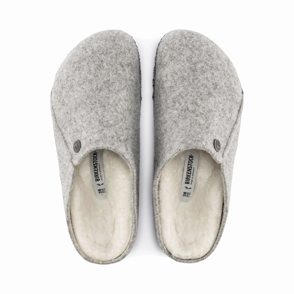 Responsive Comfortable Stability Birkenstock Women's Zermatt Shearling Slip On Clog Slipper in Light Grey