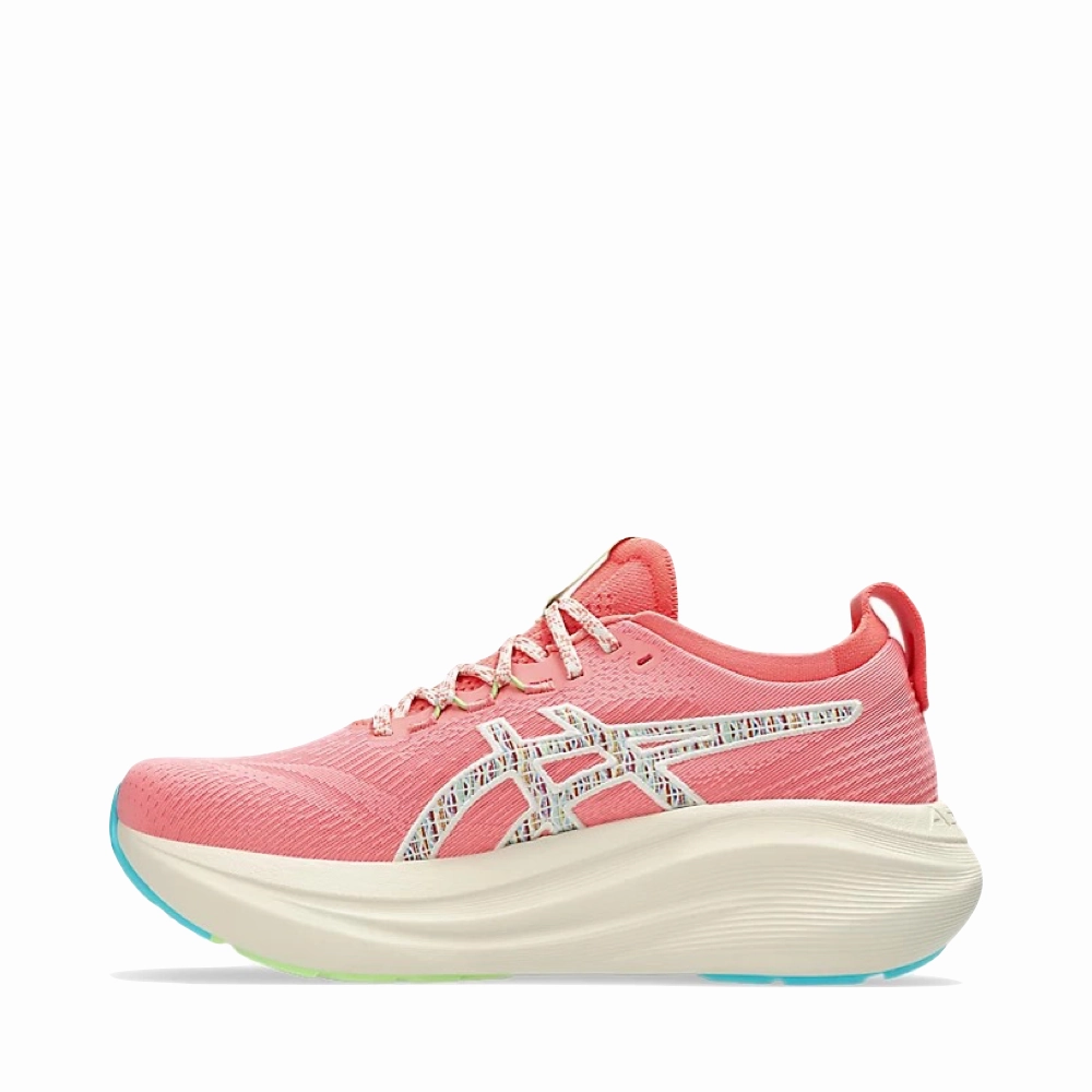 Asics Women's Gel-Nimbus 27 TR Sneaker in Nature Bathing/Guava Easy Packing