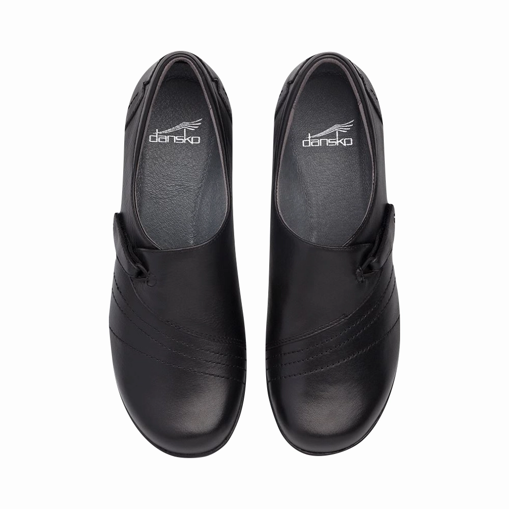 Workwear Focus Dansko Women's Franny Leather Slip On Heeled Shoes in Black