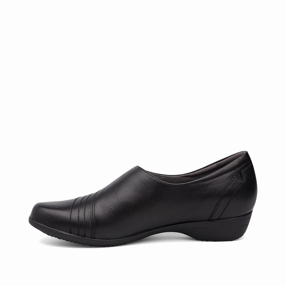 Fast Step retro look Dansko Women's Franny Leather Slip On Heeled Shoes in Black