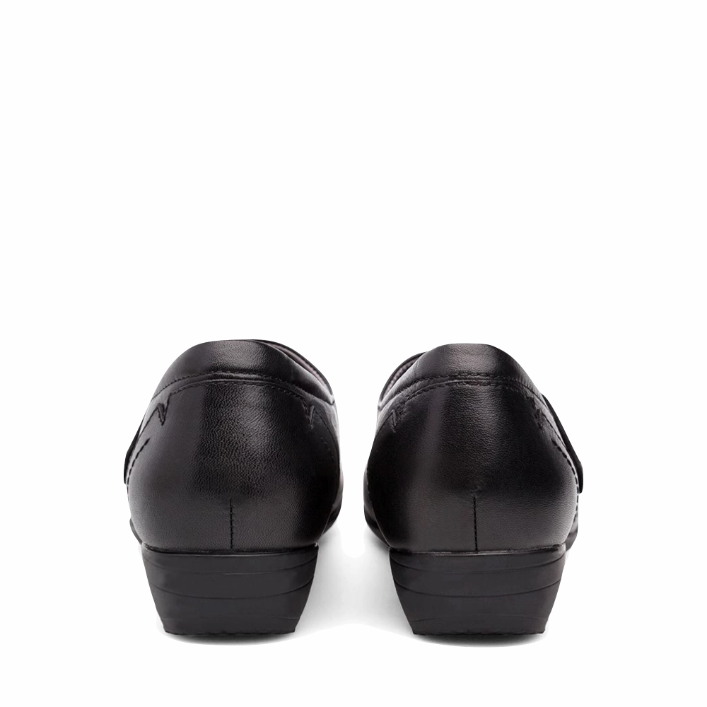 Dansko Women's Franny Leather Slip On Heeled Shoes in Black Designer Label Boutique Brand