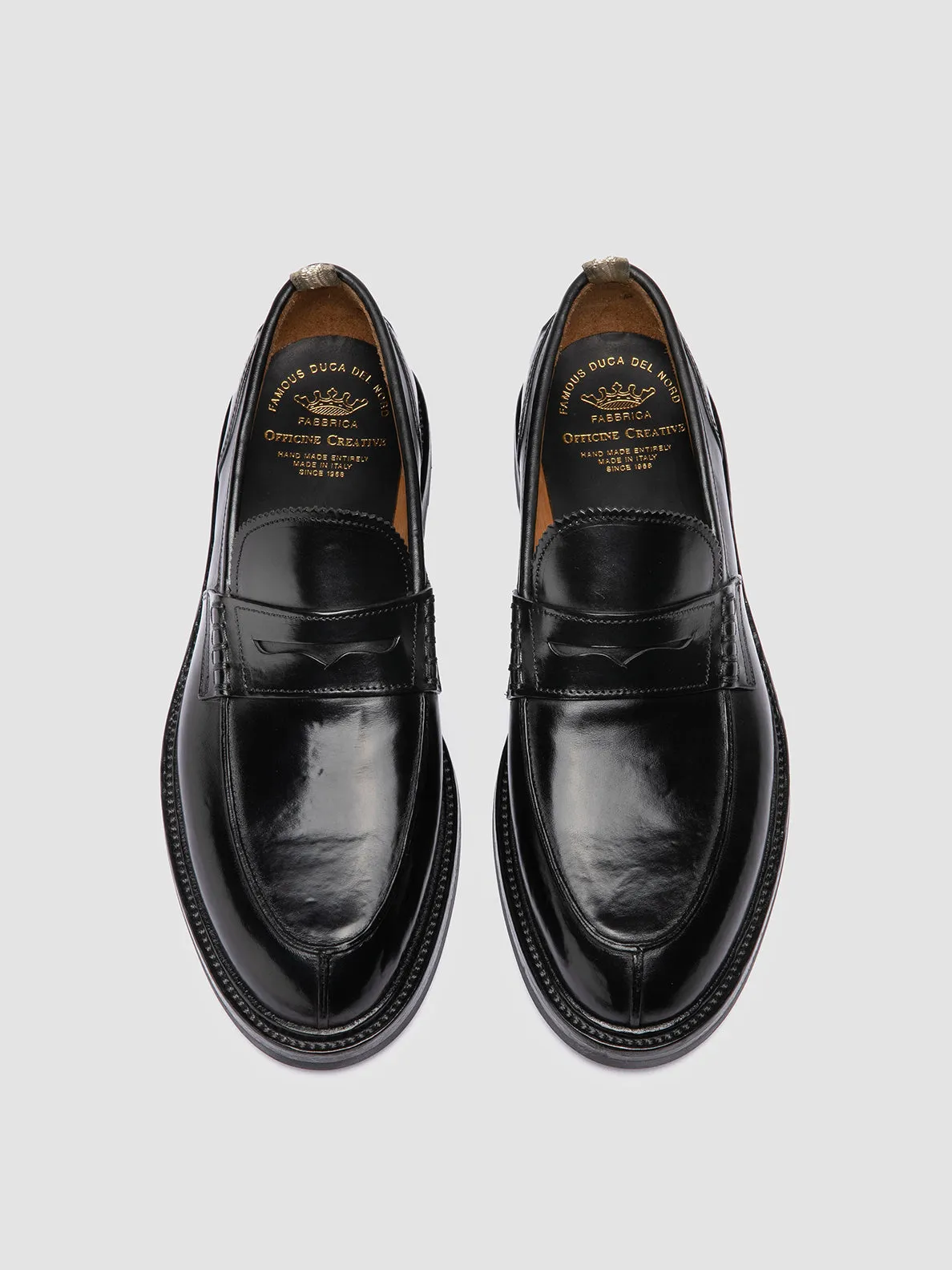 SAX FLEXI 001 - Black Leather Penny Loafers Calm Expression