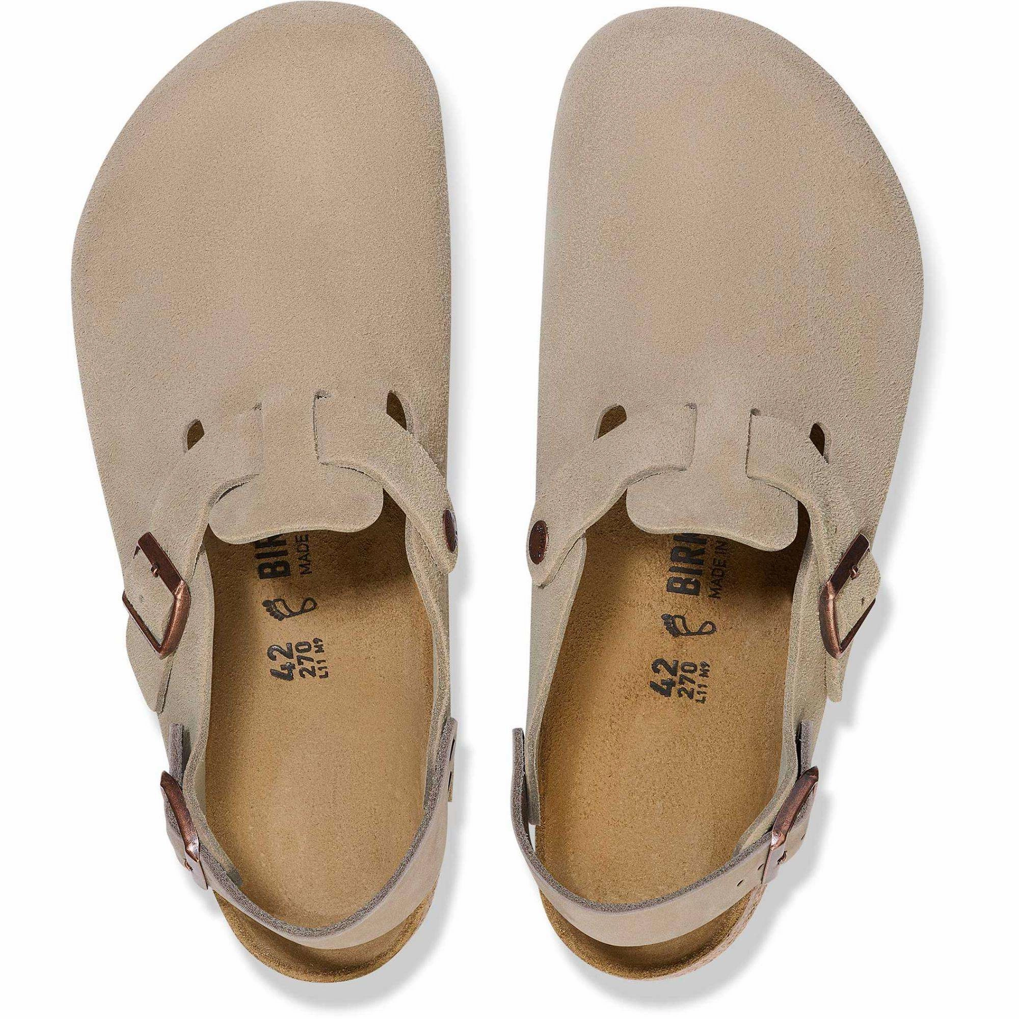 Weather Friendly spring fresh Birkenstock Women's Tokio Suede Leather Clog in Taupe