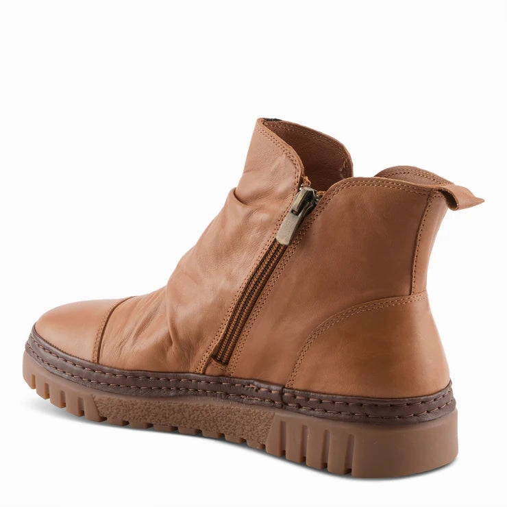 Spring Step Women's VanDis Low Leather Zip Boot in Camel Relax Wear