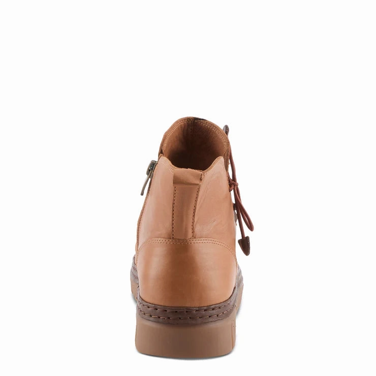 Spring Step Women's VanDis Low Leather Zip Boot in Camel Pure Comfort