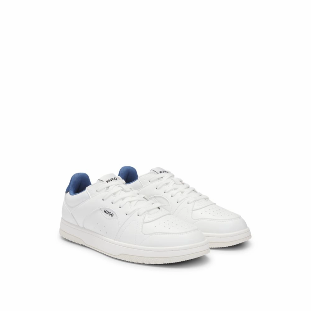 Faux-leather lace-up trainers with logo details streamlined look heel - support - mechanism - firmness shoes