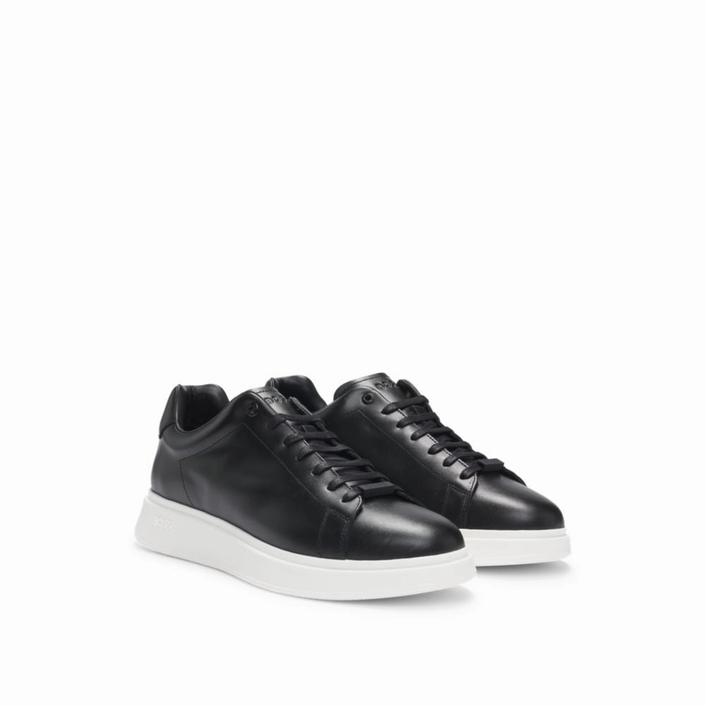 Leather trainers with rubber outsole studded shoes
