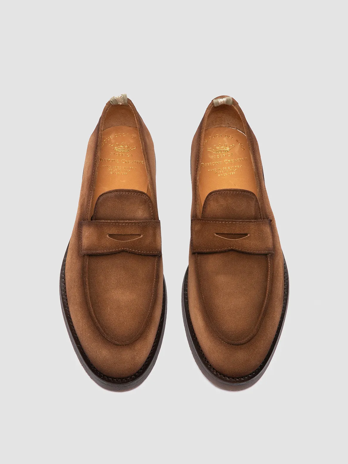 OPERA FLEXI 101 - Light Brown Suede Penny Loafers Weather Guard Shine Coat