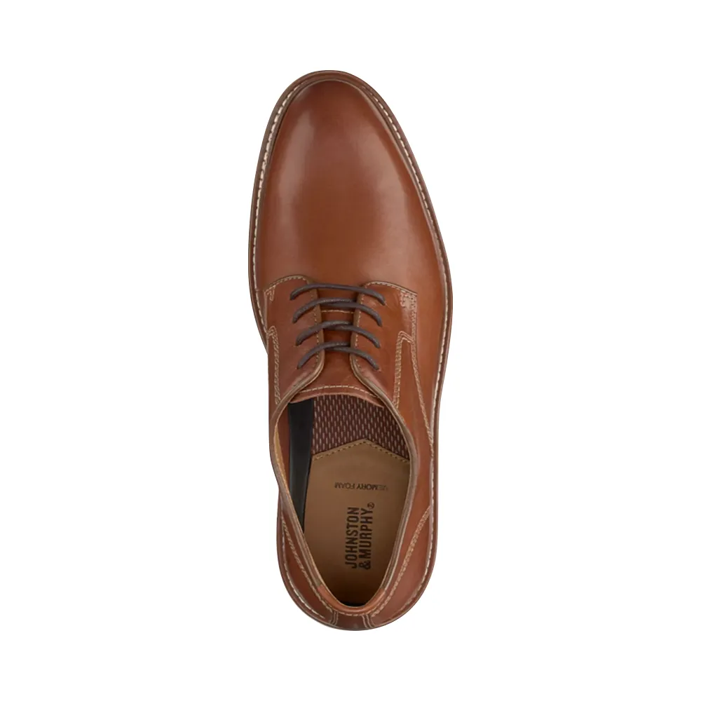 Patent Cover Workplan Fit Johnston & Murphy Men's Upton Plain Toe Leather Lace Oxford in Tan