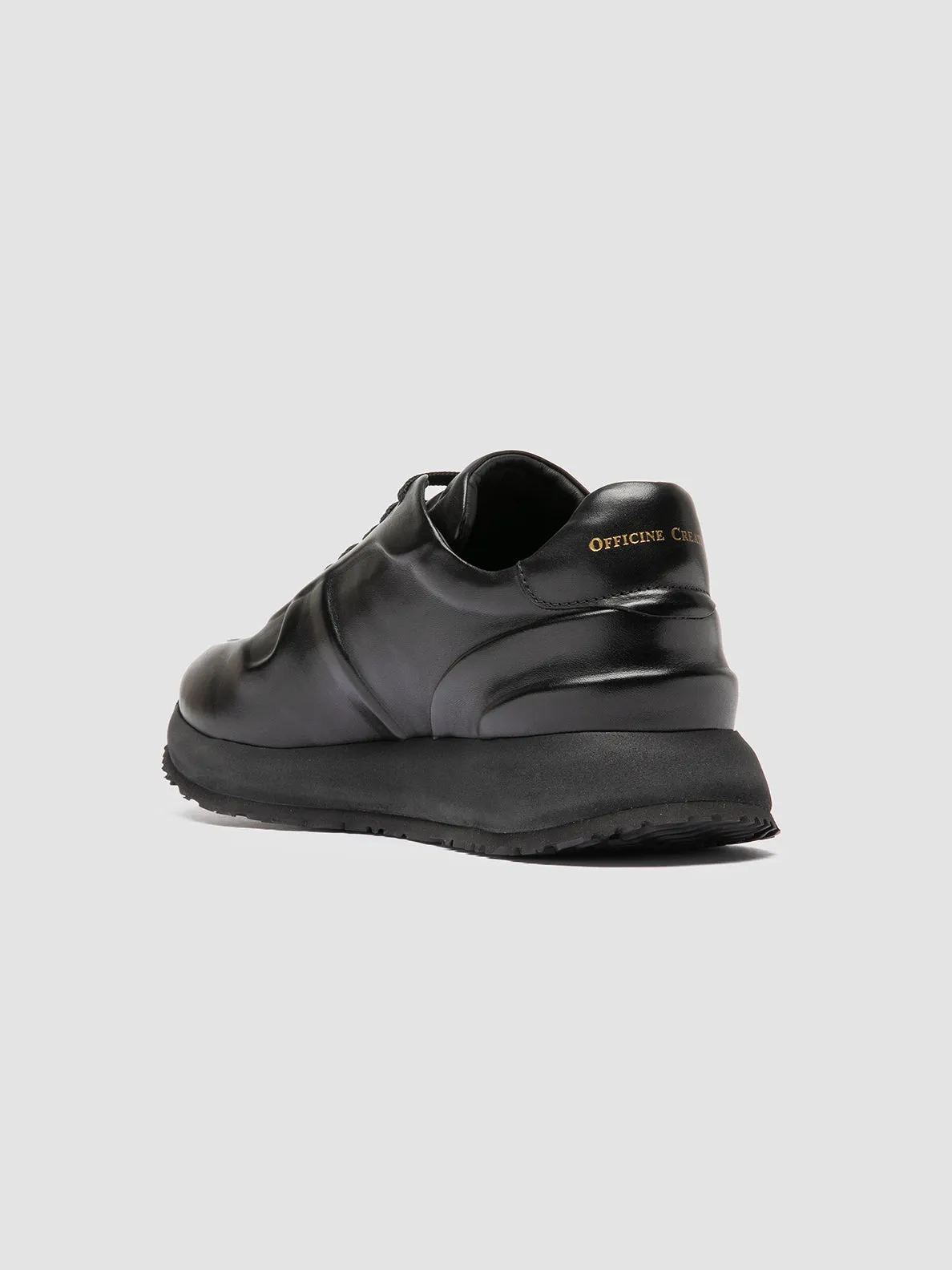 PERSPECTIVE 001 - Black Leather Low Top Sneakers running shirts amateur running footwear