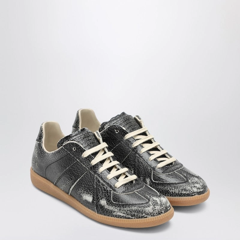 Maison Margiela Men's Cracked Leather Replica Sneakers competitive - runner kevlar - upper shoes