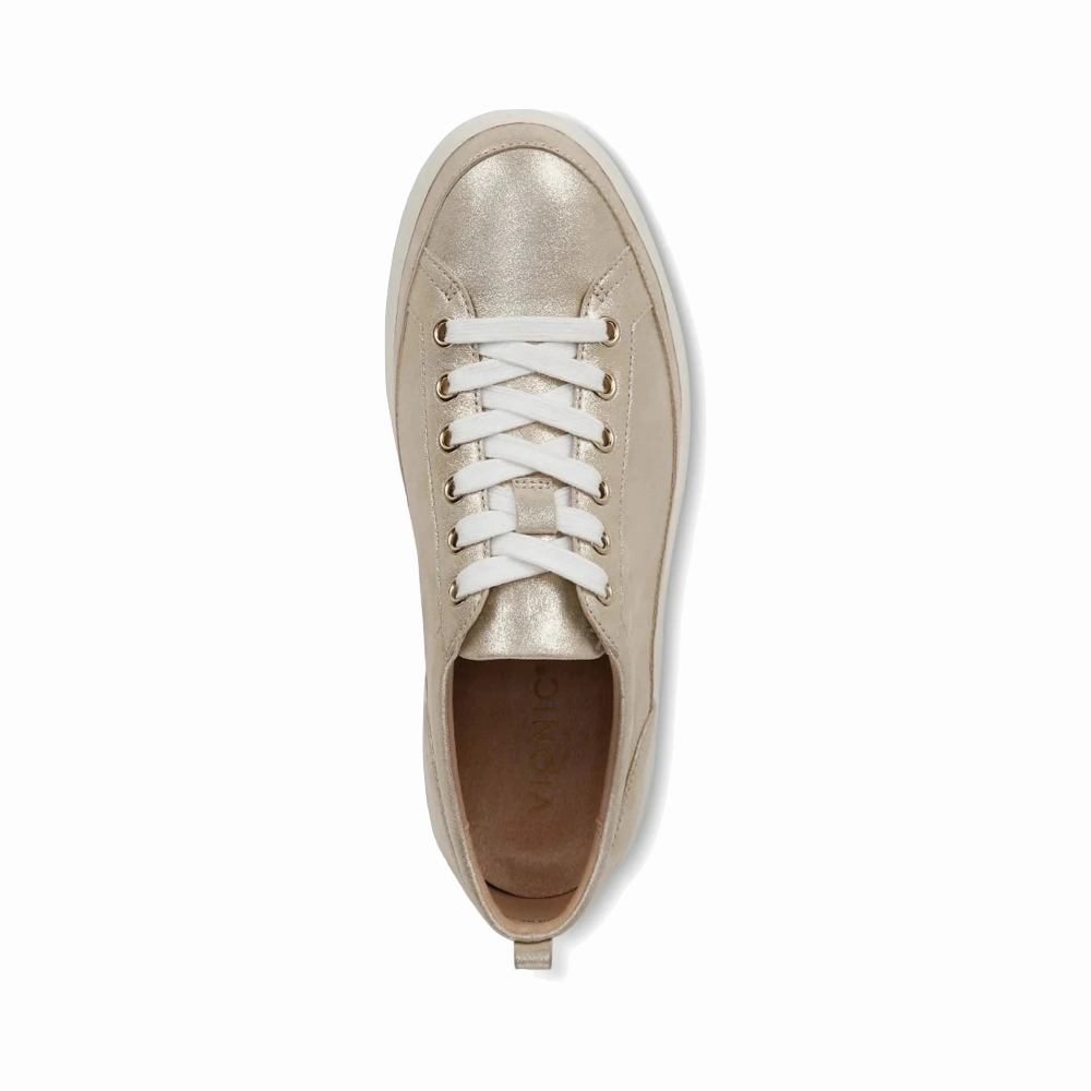 Daily Errand Vionic Women's Winny Leather Tie Sneaker in Gold