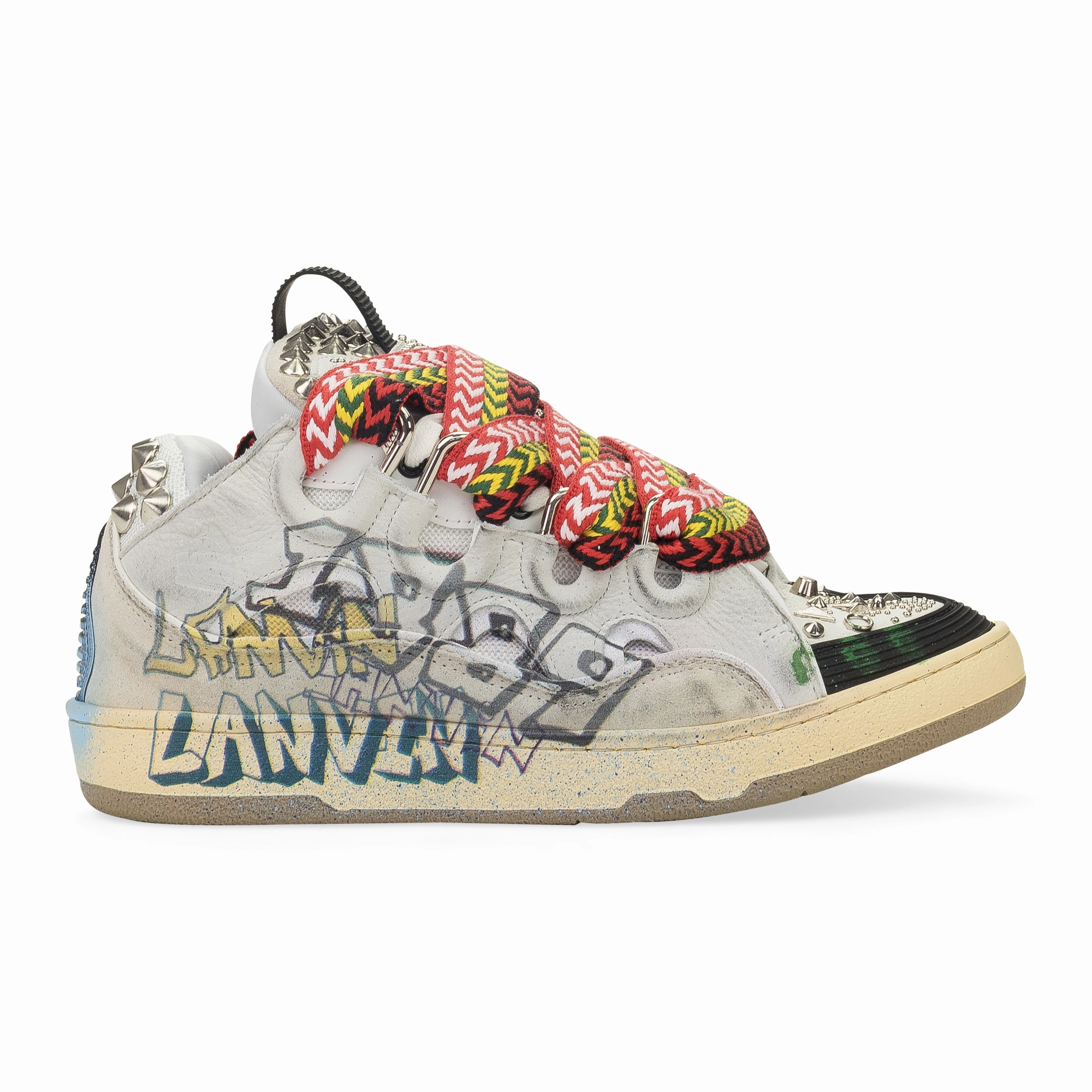 Single color preference Flat Ground WHITE/SILVER CURB SNEAKERS