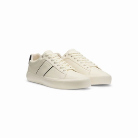 Faux-leather trainers with plain and grained textures memory foam shoes Foot - stability