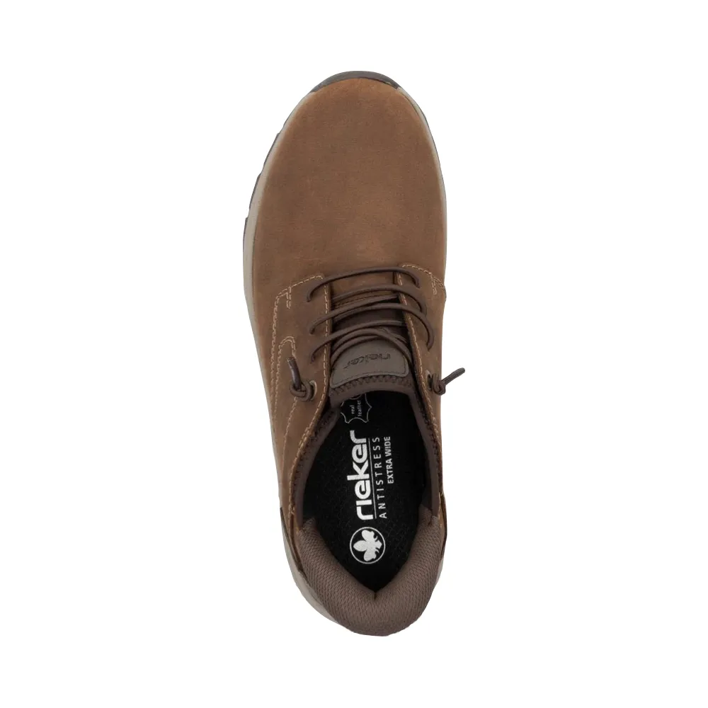 Rieker Men's Bruce 50 Elastic Lace Shoe in Brown Friend Out